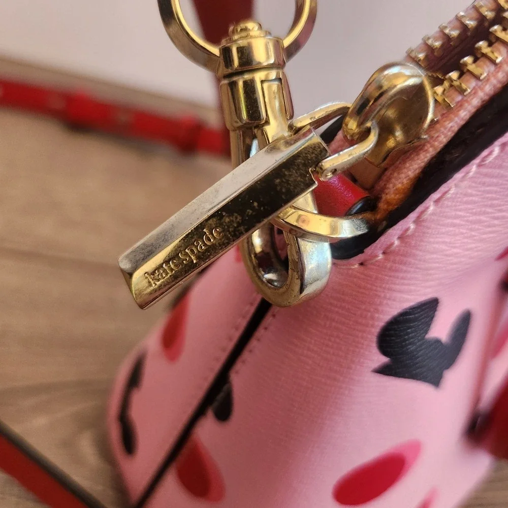 Kate Spade New York Disney Parks Mickey Mouse Ears Pink Red Purse Tote Bag READ